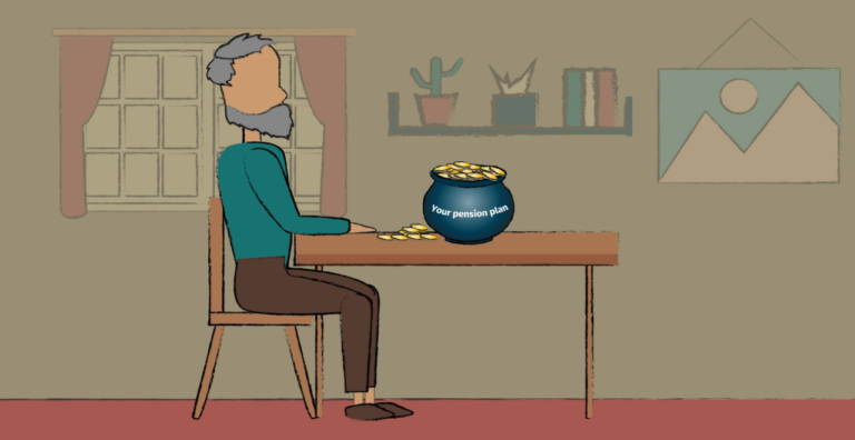 Still from the explainer video: Pension Investing